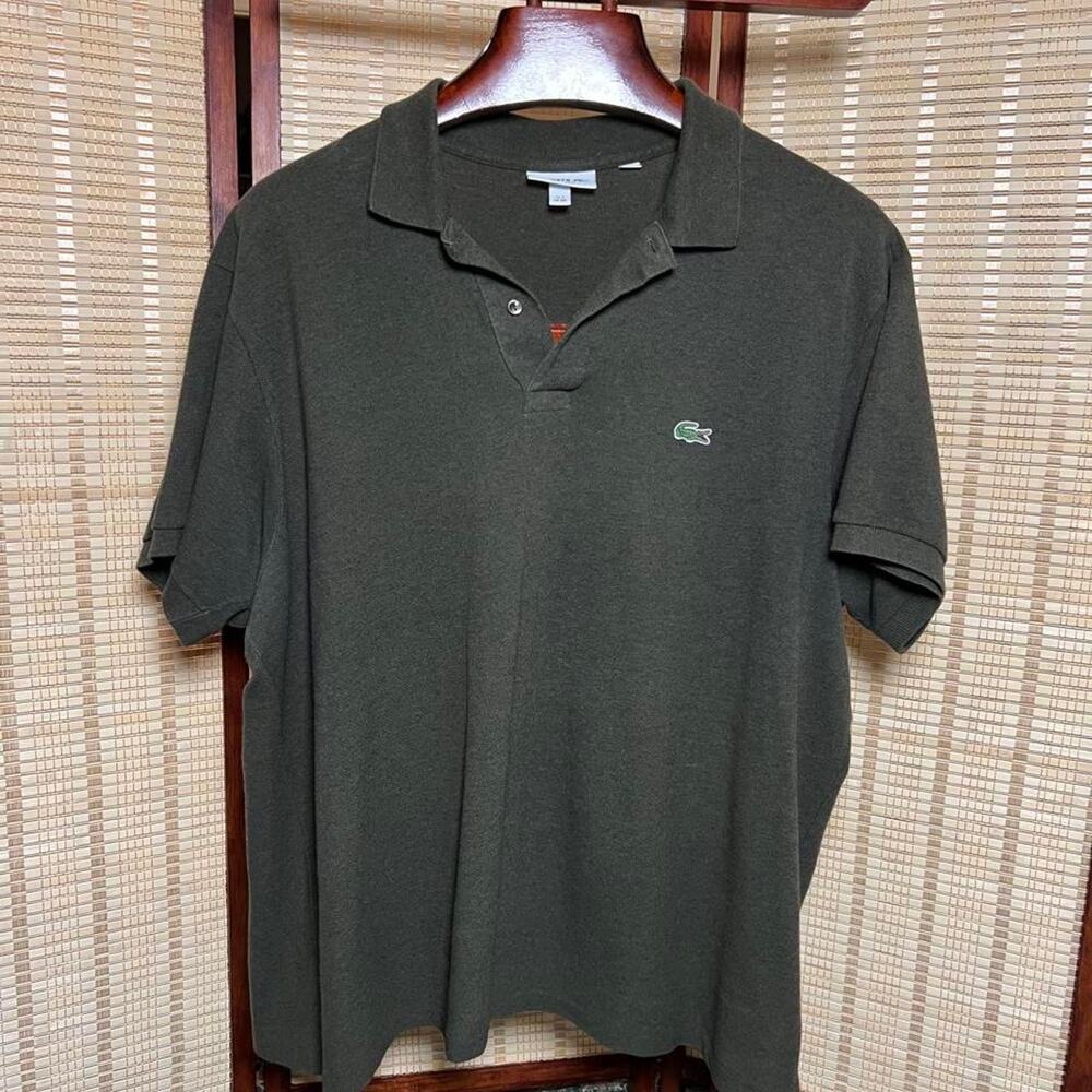 Lacoste Classic Fit Olive Green Short Sleeve Polo Shirt FR 7 (US XXL)